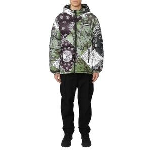 CROOKS&CASTLES Puffer Jacket Mens Size L Camo Paisley Patchwork Hooded Urban
